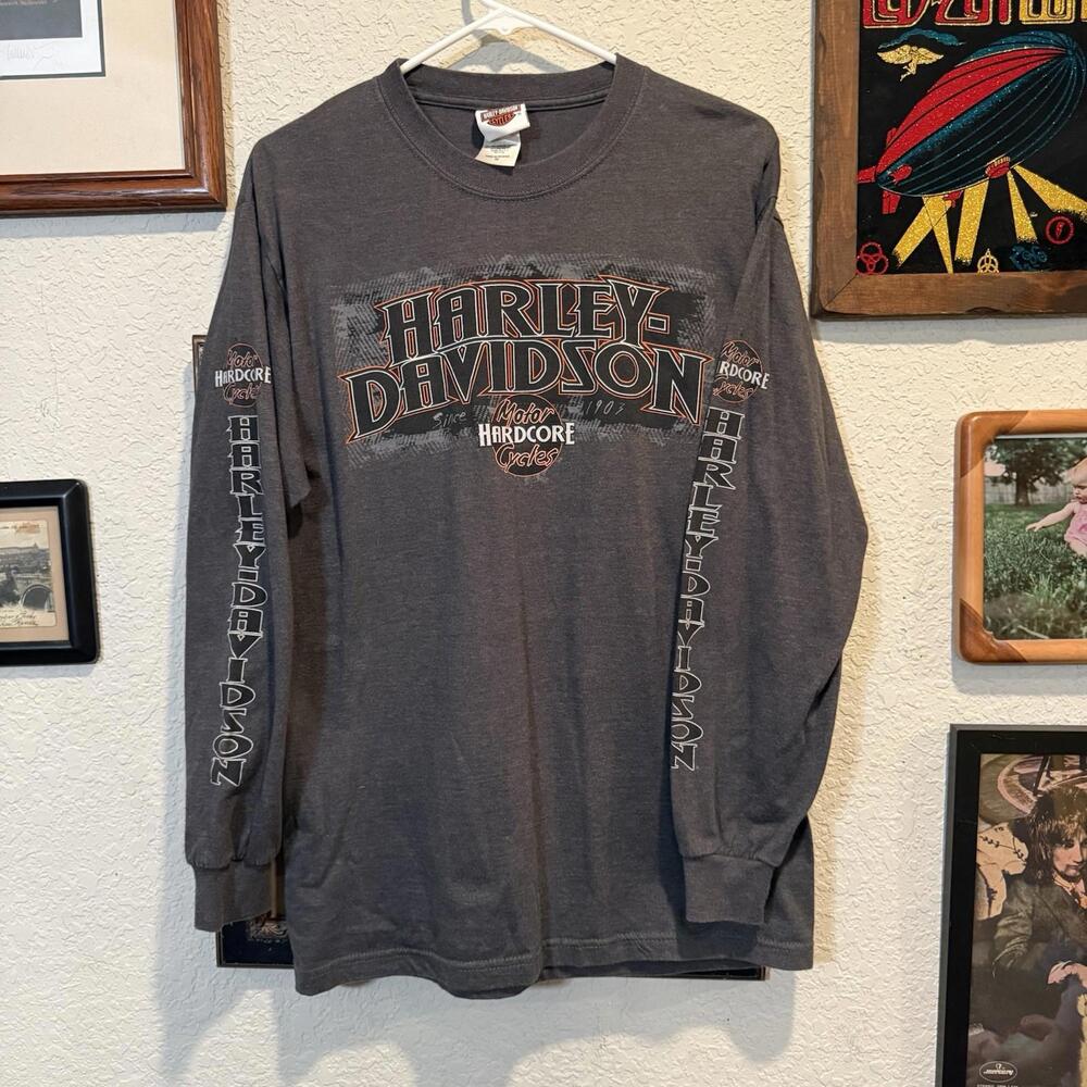 Vintage 00s Grey Harley Davidson Iron Valley Hardcore Cycles Pennsylvania Medium